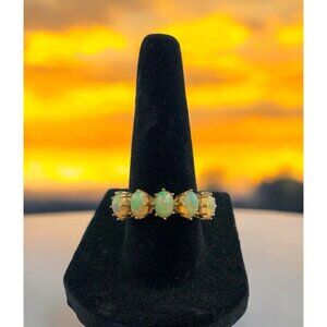 Stauer 5 Star Gold Vermeil Sterling Silver Opal Ring Size 6 Vintage Estate